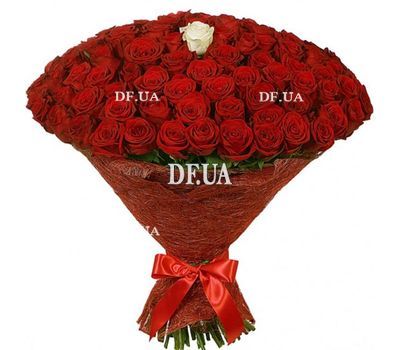 100 red roses and 1 white rose