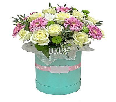 A bouquet of flowers in a box