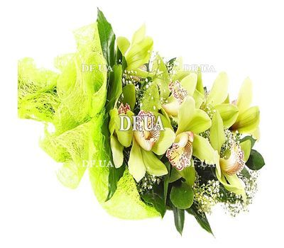 Bouquet of green orchids with decoration
