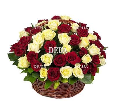 Mix of white and red roses basket