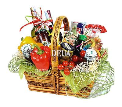 Grocery basket as a gift to a woman