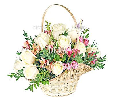 Roses and alstroemerias in the basket