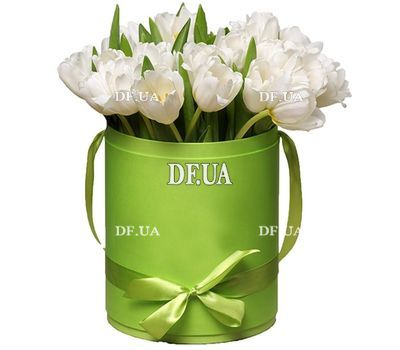 25 white tulips in a box