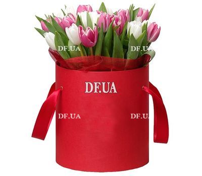 Box of white and pink tulips