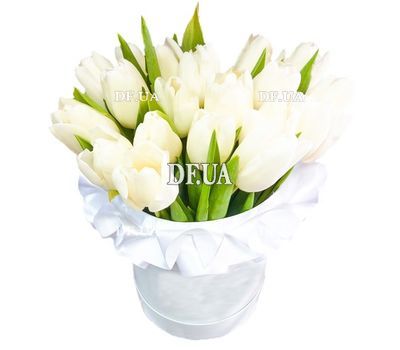 Box with white tulips