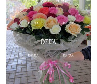 101 multi-colored rose bouquet - view 1