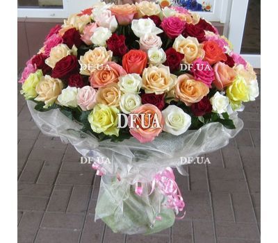 101 multi-colored rose bouquet - view 2