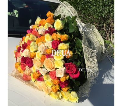 Bouquet of 101 multi-colored roses - view 1