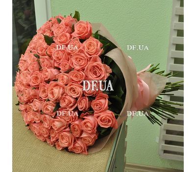 Bouquet of 101 roses of orange color - - view 1