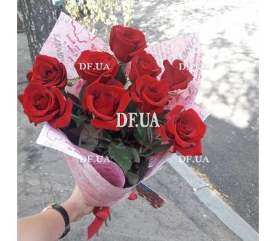 Bouquet of 9 burgundy roses - view 4