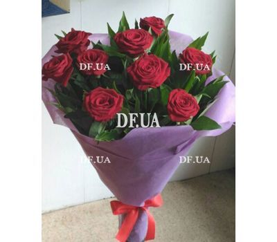 Bouquet of 9 burgundy roses - view 5