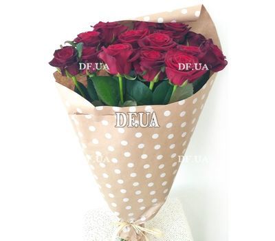 Bouquet of 15 red roses in craft - view 2
