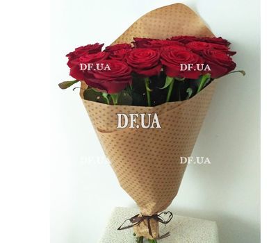 Bouquet of 15 red roses in craft - view 6