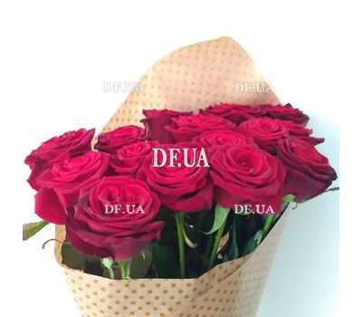 Bouquet of 15 red roses in craft - view 7