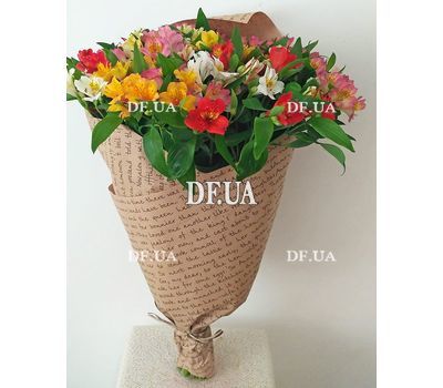 Bouquet of different color alstromeries - view 2