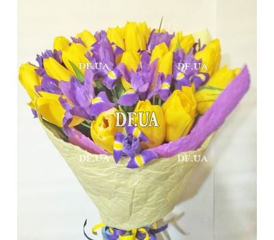Bouquet of irises and tulips - view 2