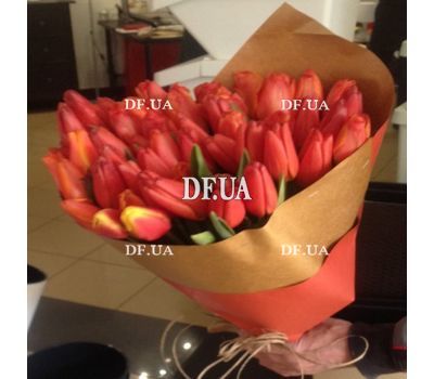 Bouquet from red tulips - view 1
