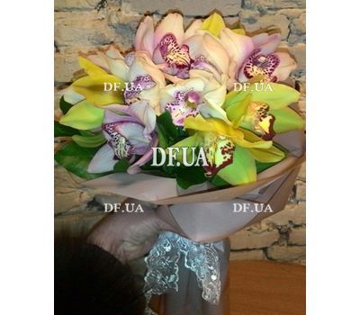 Bouquet of multicolored orchids - view 1