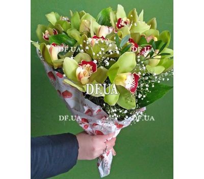 Bouquet of green orchids cimbidium - view 4