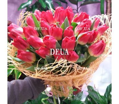 Graceful bouquet of red tulips - view 1