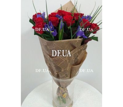 Bouquets of irises and roses - view 1 The quantity of flowers is reduced on request of the client