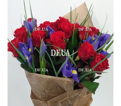 Bouquets of irises and roses - view 3 The quantity of flowers is reduced on request of the client
