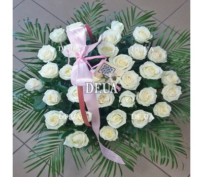 Basket of white roses - view 2