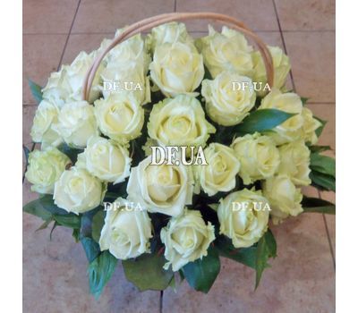 Basket of white roses - view 4
