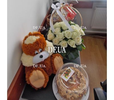 Basket of white roses - view 6