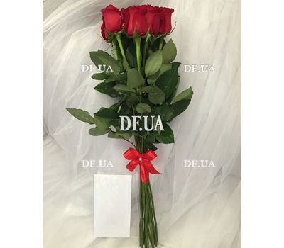 Red roses on a long leg - view 1