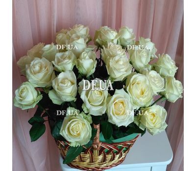 White roses in the basket - view 1