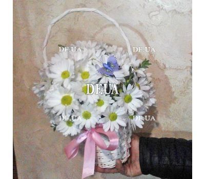 Basket with chrysanthemums - view 1