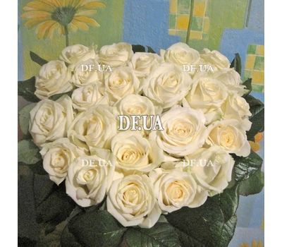 Heart from white roses - view 1