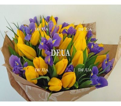 Bouquet of irises and tulips - view 6