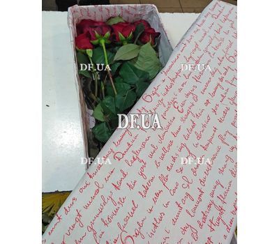 Red roses in a long box - view 1