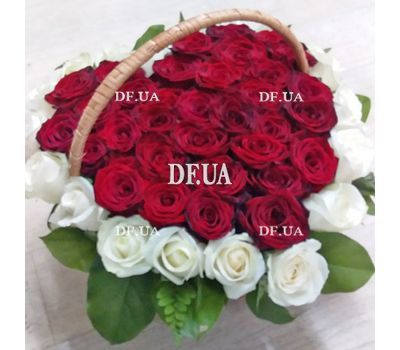Roses in a basket in the shape of a heart - view 1