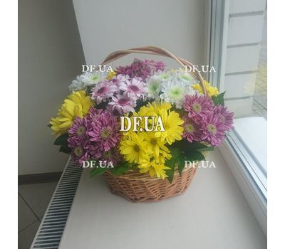 Basket of multi-colored chrysanthemums 8