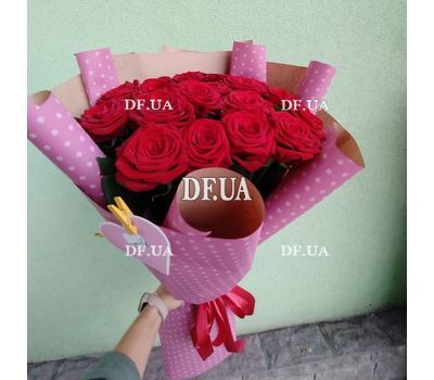 Bouquet of 15 red roses in craft - 8