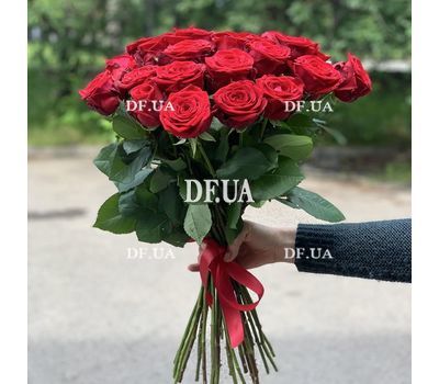 Bouquet of 25 red roses with ribbon 4