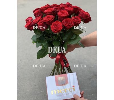 Bouquet of 25 red roses with ribbon 5