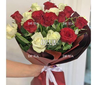Букет 15 бело красных роз - вид 15