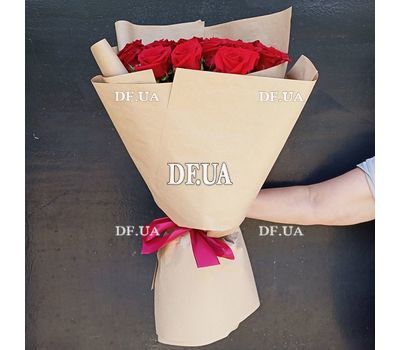 Bouquet of 15 red roses in craft 9