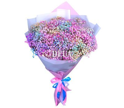 A bouquet of 21 multi-colored gypsophila