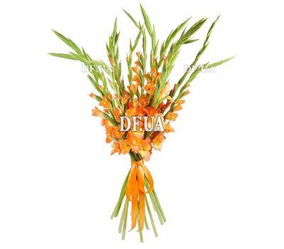 Bouquet of 17 orange gladioli with ribbon