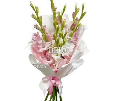 Bouquet of 9 white and pink gladioli