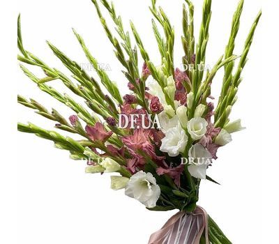 Bouquet mix of white and pink gladiolus