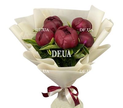 5 burgundy peonies