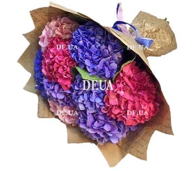 Букет из 9 гортензий разного цвета