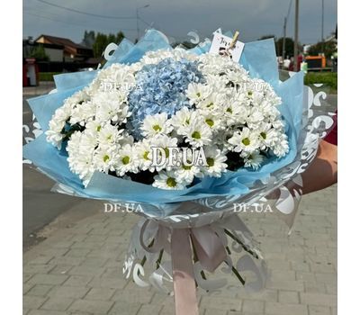 Букет з гортензії та хризантем - вид 1