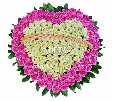 Basket of roses in the form of a heart